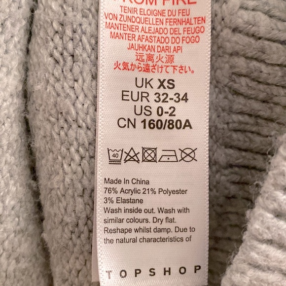 TOPSHOP Cowl Neck Sweater Gray Size XS - Picture 5 of 5